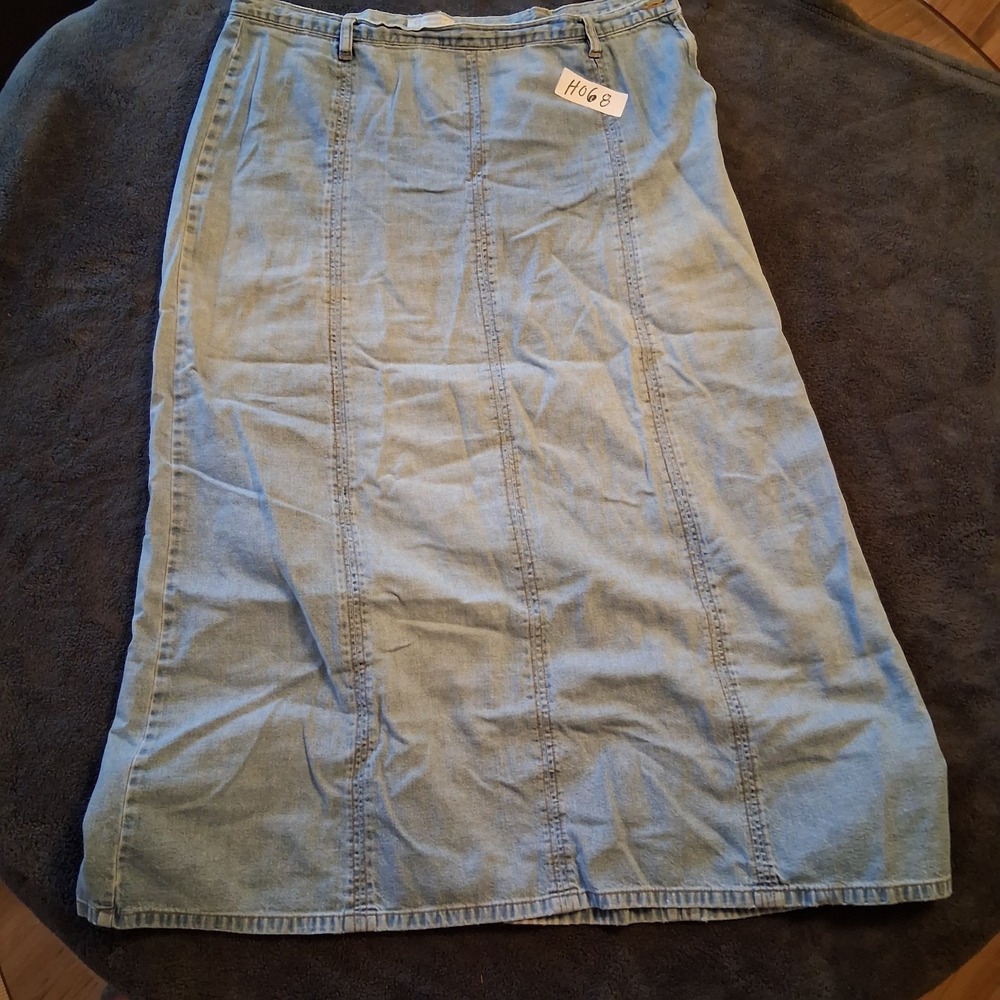 Christopher & Banks Light Blue Denim Maxi Skirt Size 10 Cotton A-Line Long